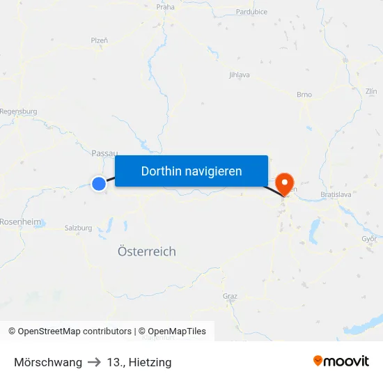 Mörschwang to 13., Hietzing map