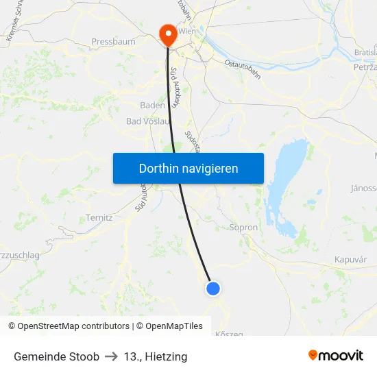 Gemeinde Stoob to 13., Hietzing map