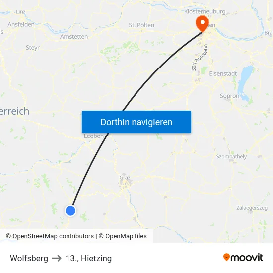 Wolfsberg to 13., Hietzing map