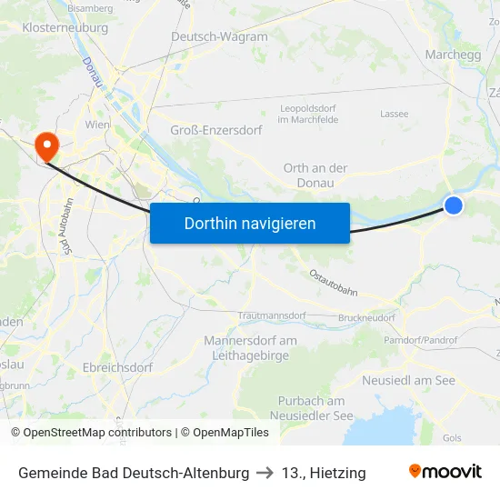 Gemeinde Bad Deutsch-Altenburg to 13., Hietzing map