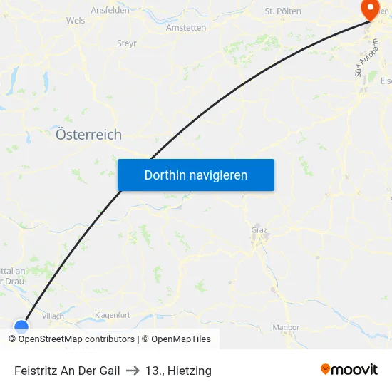 Feistritz An Der Gail to 13., Hietzing map
