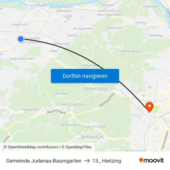 Gemeinde Judenau-Baumgarten to 13., Hietzing map