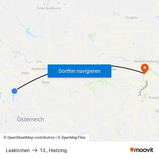 Laakirchen to 13., Hietzing map