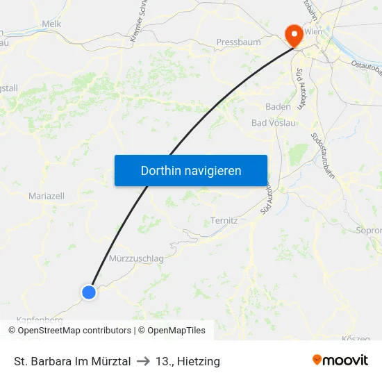 St. Barbara Im Mürztal to 13., Hietzing map