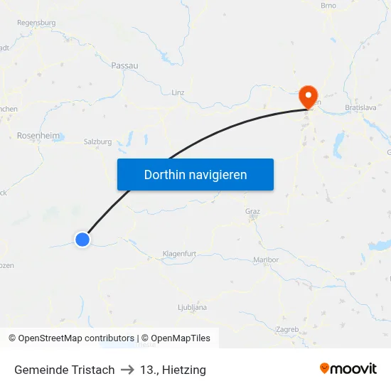 Gemeinde Tristach to 13., Hietzing map