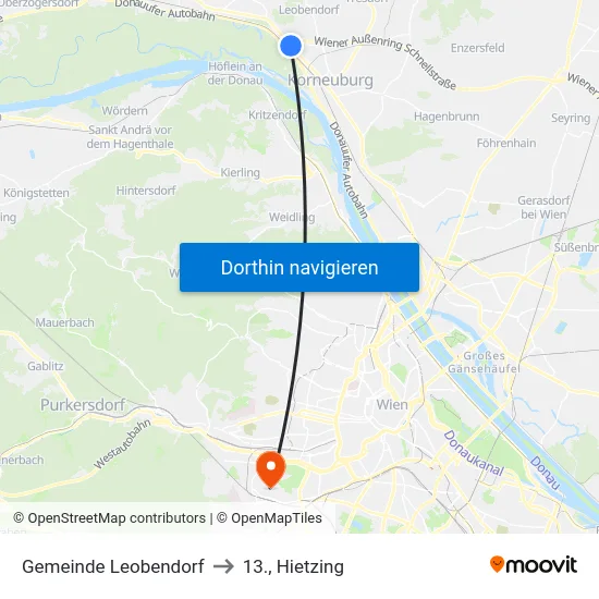 Gemeinde Leobendorf to 13., Hietzing map
