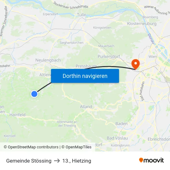 Gemeinde Stössing to 13., Hietzing map