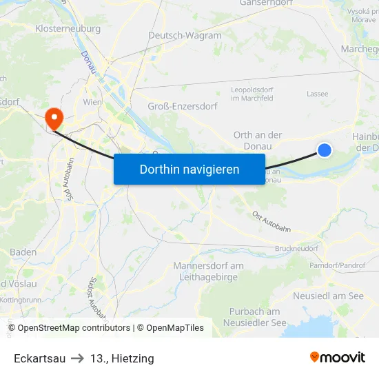 Eckartsau to 13., Hietzing map