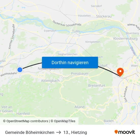 Gemeinde Böheimkirchen to 13., Hietzing map