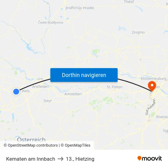 Kematen am Innbach to 13., Hietzing map