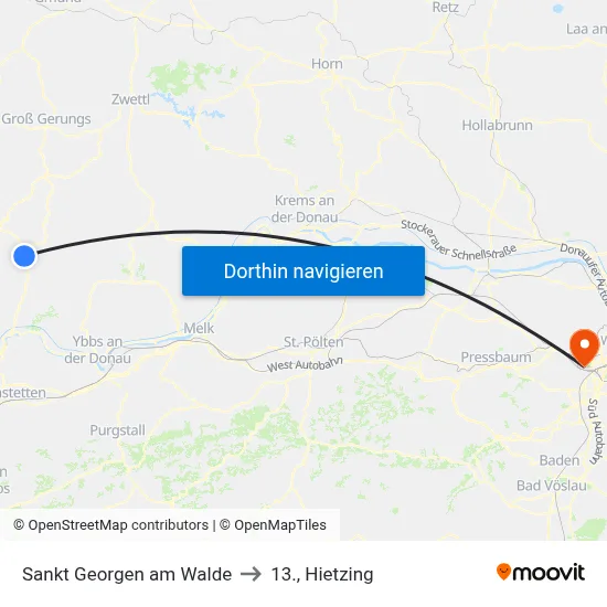 Sankt Georgen am Walde to 13., Hietzing map
