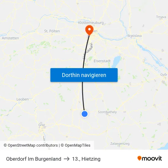 Oberdorf Im Burgenland to 13., Hietzing map