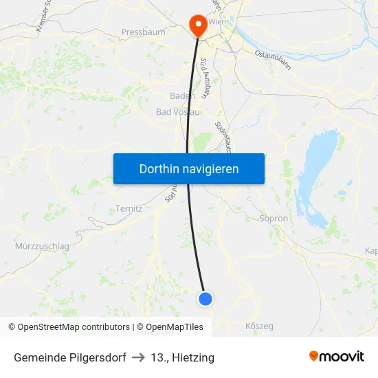 Gemeinde Pilgersdorf to 13., Hietzing map
