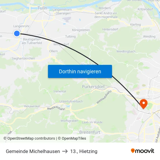 Gemeinde Michelhausen to 13., Hietzing map