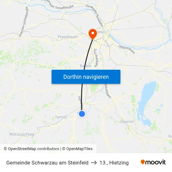 Gemeinde Schwarzau am Steinfeld to 13., Hietzing map