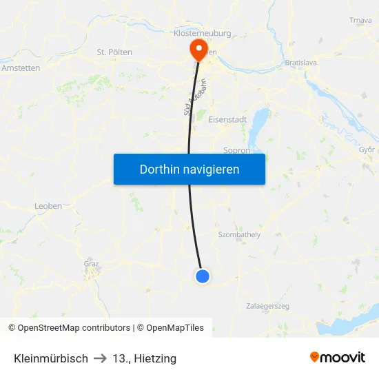 Kleinmürbisch to 13., Hietzing map