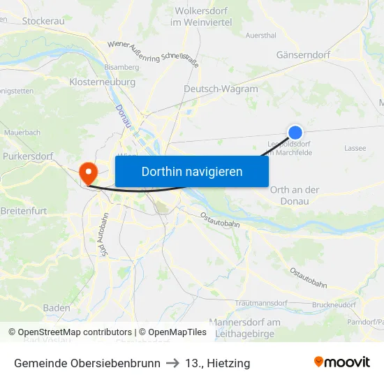 Gemeinde Obersiebenbrunn to 13., Hietzing map