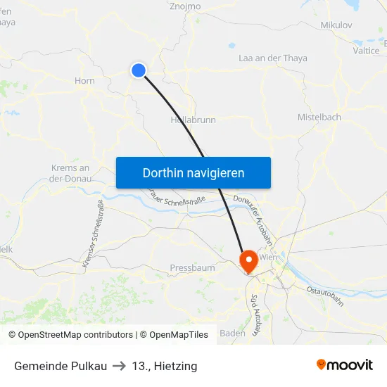 Gemeinde Pulkau to 13., Hietzing map