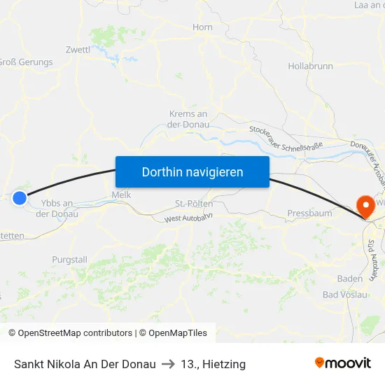 Sankt Nikola An Der Donau to 13., Hietzing map