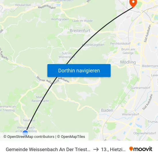 Gemeinde Weissenbach An Der Triesting to 13., Hietzing map