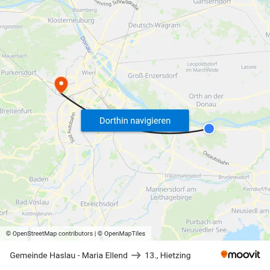 Gemeinde Haslau - Maria Ellend to 13., Hietzing map