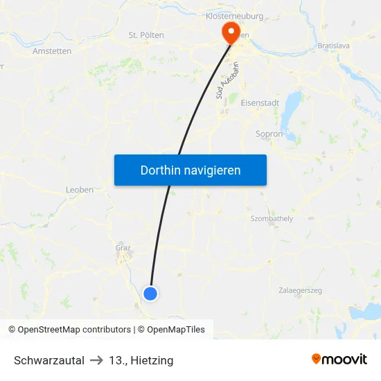 Schwarzautal to 13., Hietzing map