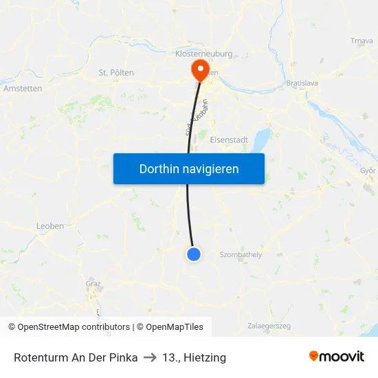 Rotenturm An Der Pinka to 13., Hietzing map