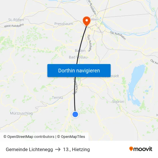 Gemeinde Lichtenegg to 13., Hietzing map