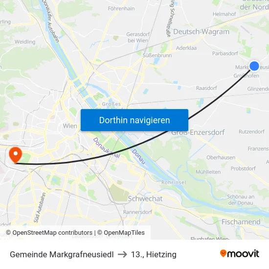 Gemeinde Markgrafneusiedl to 13., Hietzing map