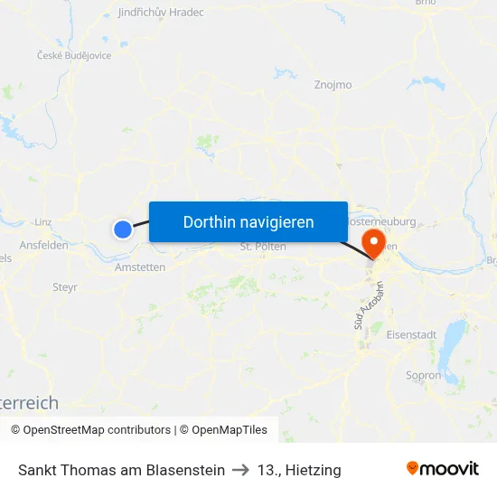 Sankt Thomas am Blasenstein to 13., Hietzing map