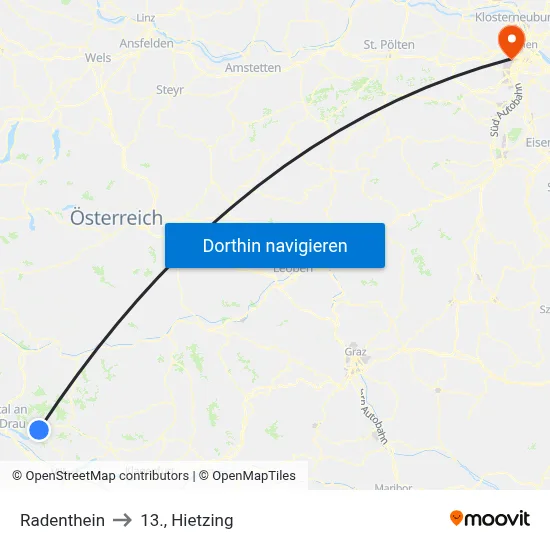 Radenthein to 13., Hietzing map