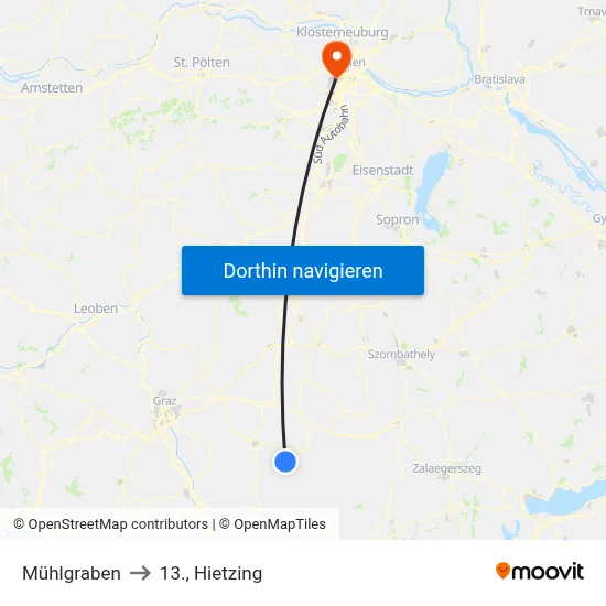 Mühlgraben to 13., Hietzing map