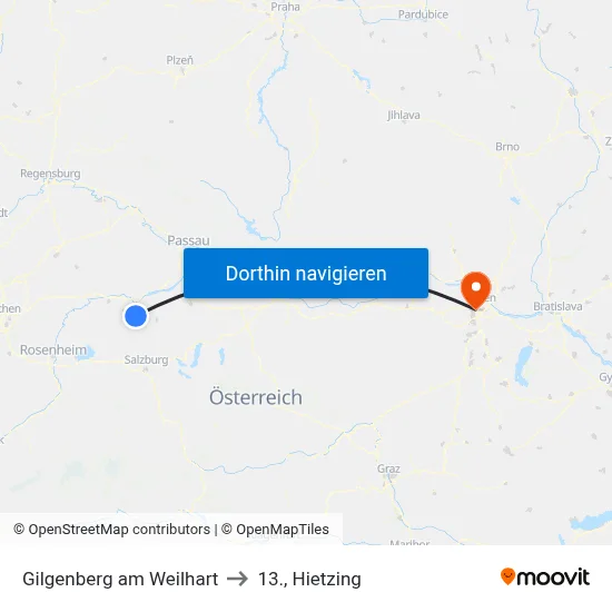 Gilgenberg am Weilhart to 13., Hietzing map