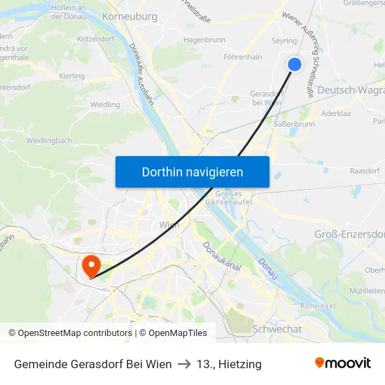 Gemeinde Gerasdorf Bei Wien to 13., Hietzing map