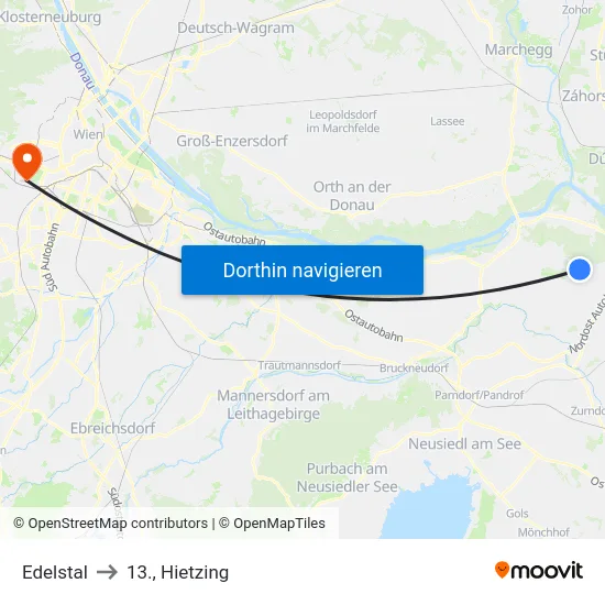 Edelstal to 13., Hietzing map