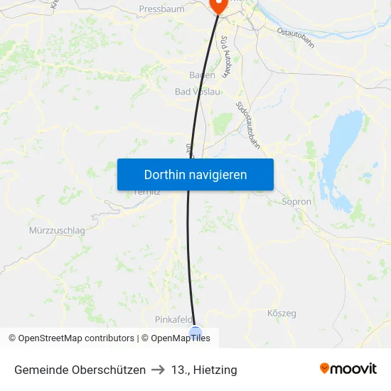 Gemeinde Oberschützen to 13., Hietzing map