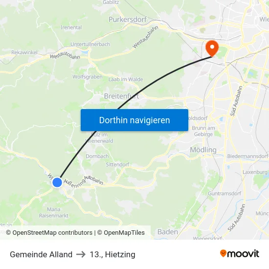 Gemeinde Alland to 13., Hietzing map