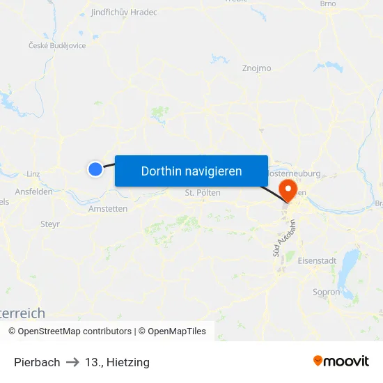 Pierbach to 13., Hietzing map