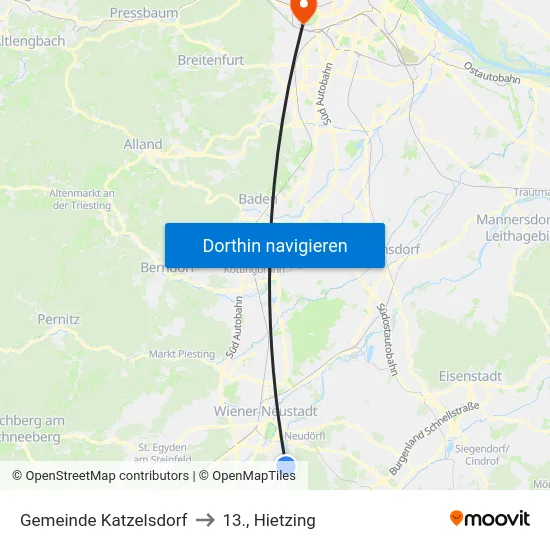 Gemeinde Katzelsdorf to 13., Hietzing map
