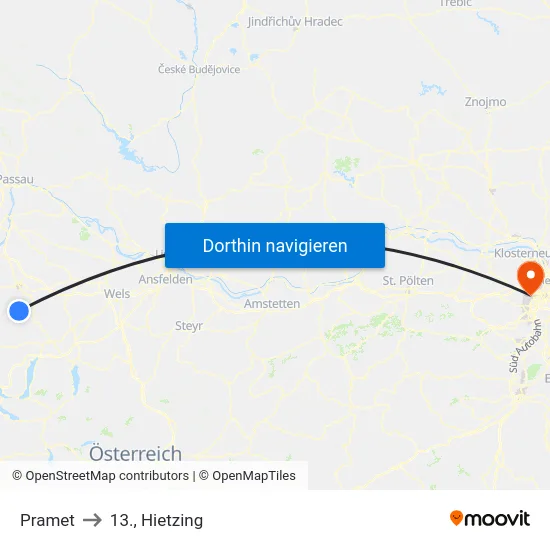 Pramet to 13., Hietzing map