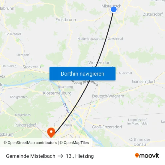 Gemeinde Mistelbach to 13., Hietzing map