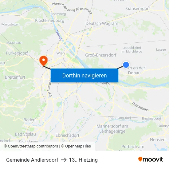 Gemeinde Andlersdorf to 13., Hietzing map