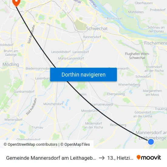 Gemeinde Mannersdorf am Leithagebirge to 13., Hietzing map