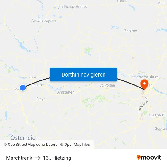 Marchtrenk to 13., Hietzing map