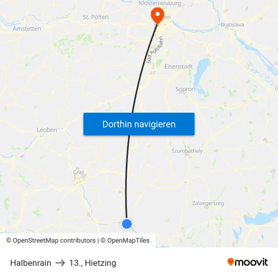 Halbenrain to 13., Hietzing map