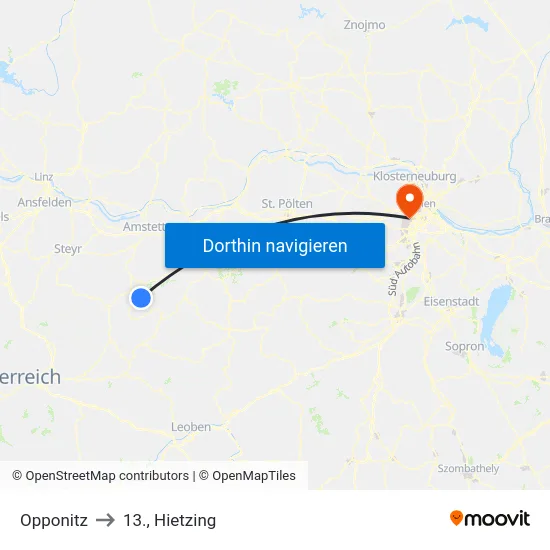 Opponitz to 13., Hietzing map