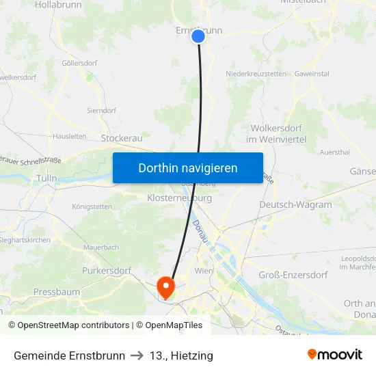Gemeinde Ernstbrunn to 13., Hietzing map