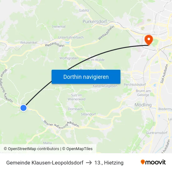 Gemeinde Klausen-Leopoldsdorf to 13., Hietzing map