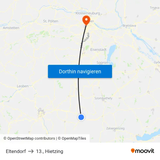 Eltendorf to 13., Hietzing map