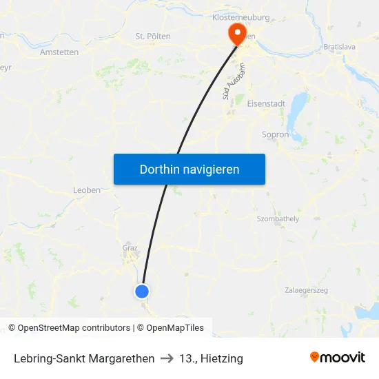Lebring-Sankt Margarethen to 13., Hietzing map